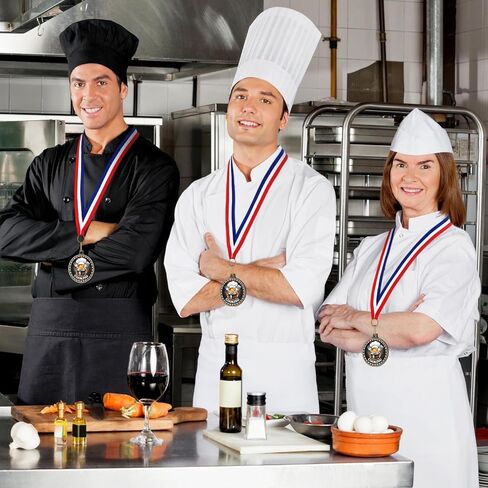 Quelay 12 Pcs Chef Hat Cooking Medals Prizes 2" Baking Medals for Awards with Neck Ribbons Cooking Competition Championship Trophy Award for Chili Cook Of Chefs Culinary Chili Cook Off Party in Saudi Arabia