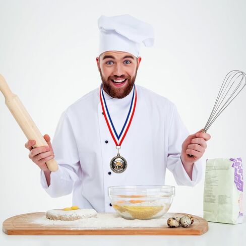 Quelay 12 Pcs Chef Hat Cooking Medals Prizes 2" Baking Medals for Awards with Neck Ribbons Cooking Competition Championship Trophy Award for Chili Cook Of Chefs Culinary Chili Cook Off Party in Saudi Arabia