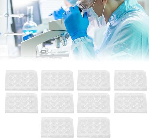 Sterile Petri Dishes,10 PCS Thickness Uniform Highly Transparent Culture Plate Tissue Culcure Plate with Lids for Laboratory Biology Room (6-Hole) in Saudi Arabia