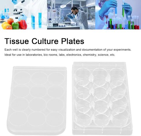 Sterile Petri Dishes,10 PCS Thickness Uniform Highly Transparent Culture Plate Tissue Culcure Plate with Lids for Laboratory Biology Room (6-Hole) in Saudi Arabia