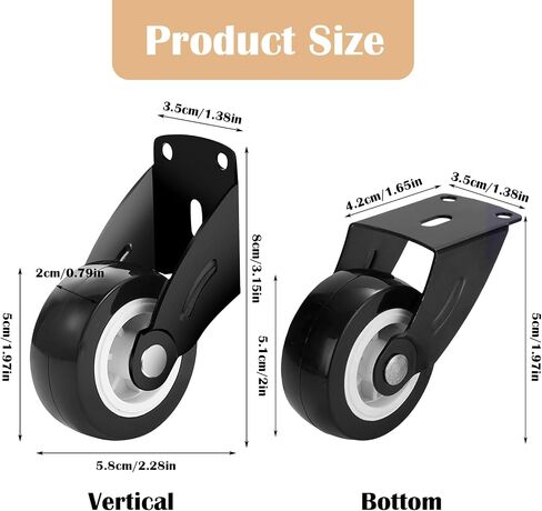 4Pcs Small Gate Wheel 2 Inch Wooden Gate Wheel, Anti-Sag Door Bottom Support Wheels with Mounting Screws, Vertical/Bottom Mounting Furniture fix Rollers in Kuwait