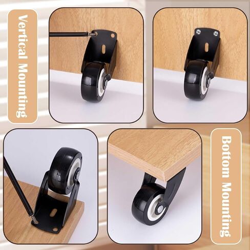 4Pcs Small Gate Wheel 2 Inch Wooden Gate Wheel, Anti-Sag Door Bottom Support Wheels with Mounting Screws, Vertical/Bottom Mounting Furniture fix Rollers in Kuwait