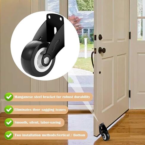 4Pcs Small Gate Wheel 2 Inch Wooden Gate Wheel, Anti-Sag Door Bottom Support Wheels with Mounting Screws, Vertical/Bottom Mounting Furniture fix Rollers in Kuwait