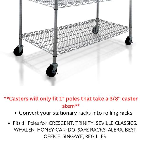 Crescent 800 LBS PRO Series, 4" Heavy Duty Caster Wheels, 3/8" x 1", 16 TPI Threaded Casters, Swiveling, Set of 4, 2 Locking and 2 Non-Locking Wheels with Brakes, for Racks, carts, trolleys in Saudi Arabia