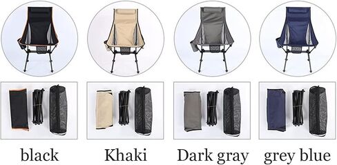 Portable Folding Chair Portable High Back Camping Chair Folding Chair with Headrest Pocket for Outdoor Travel Picnic Hiking Fishing Adjustable Folding Chair(Black) in Saudi Arabia