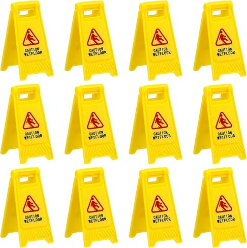 Relaxweex 48 Pcs Tiny Wet Floor Sign Yellow Warning Mini Traffic Sign Plastic Street Caution No Parking Kit Safety Education Toy (Caution Wet Floor) in Saudi Arabia