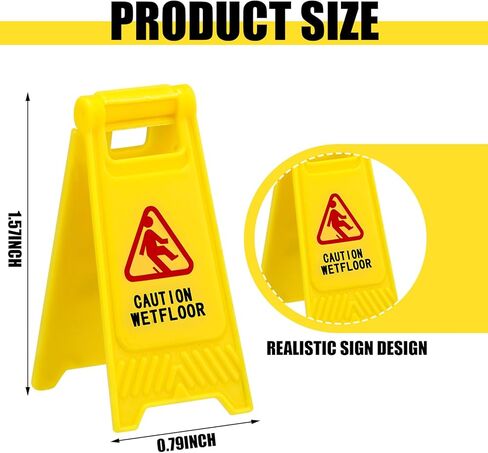 Relaxweex 48 Pcs Tiny Wet Floor Sign Yellow Warning Mini Traffic Sign Plastic Street Caution No Parking Kit Safety Education Toy (Caution Wet Floor) in Saudi Arabia