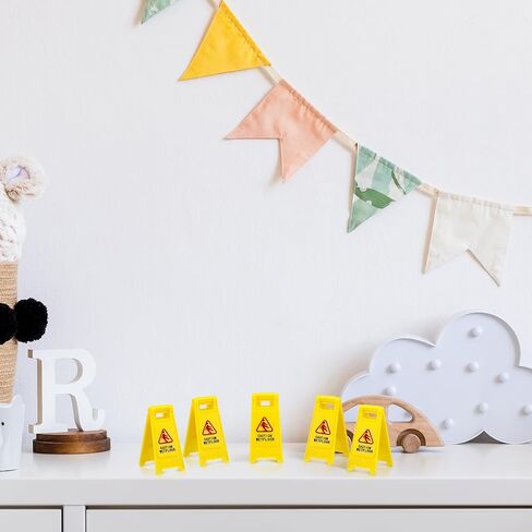 Relaxweex 48 Pcs Tiny Wet Floor Sign Yellow Warning Mini Traffic Sign Plastic Street Caution No Parking Kit Safety Education Toy (Caution Wet Floor) in Saudi Arabia