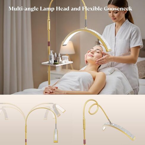 Lash Light ، 23 بوصة Bling Diamond Half Moon Light لتمديدات الرموش ، فن الأظافر ، فن الوشم والعناية بالبشرة ، أوضاع ألوان قابلة للتعديل ومرنة ، مع صينية الأدوات (أسود) in Kuwait