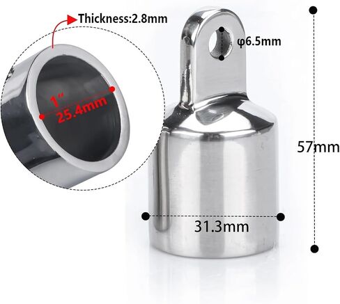 2 Pieces Boat 1" Bimini Parts Accessories 316 Stainless Steel Slip Cap Boat Fittings Hardware Yacht in Saudi Arabia