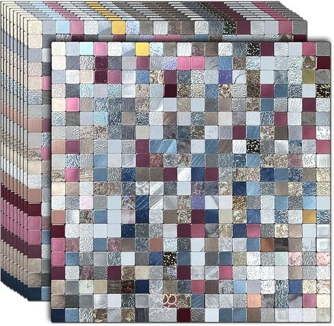 Weimeisc 10 Sheets Peel and Stick Backsplash Tile للمطبخ ، بلاط الفسيفساء ذاتيا ، عصا على الغرور الحمام ， ديكور الموقد ، طاولة الغسيل (Green & Silver Frosted ، 10) in Kuwait