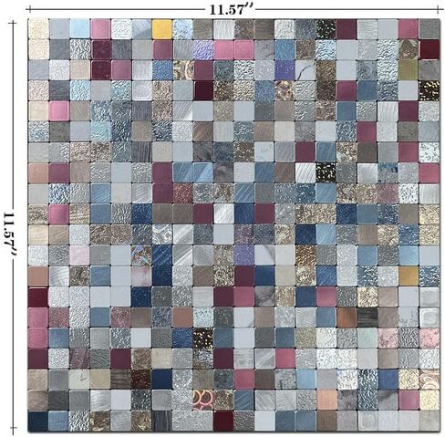 Weimeisc 10 Sheets Peel and Stick Backsplash Tile للمطبخ ، بلاط الفسيفساء ذاتيا ، عصا على الغرور الحمام ， ديكور الموقد ، طاولة الغسيل (Green & Silver Frosted ، 10) in Kuwait