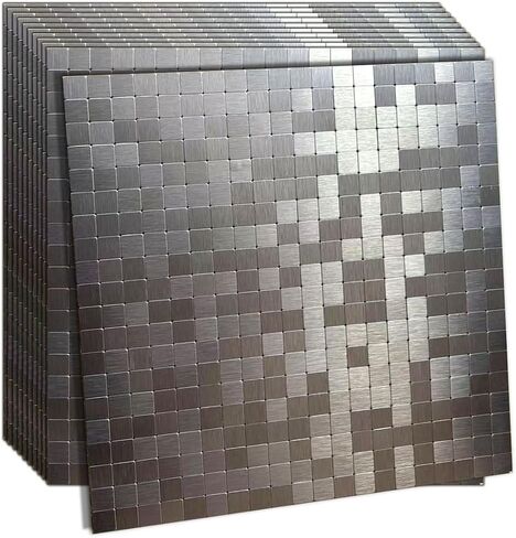 Weimeisc 10 Sheets Peel and Stick Backsplash Tile للمطبخ ، بلاط الفسيفساء ذاتيا ، عصا على الغرور الحمام ， ديكور الموقد ، طاولة الغسيل (Green & Silver Frosted ، 10) in Kuwait