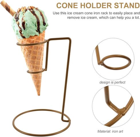 Magiclulu Iron Iric Ice Cone حامل حامل مخروط الثلج حامل حامل للآيس كريم وافل رف سعة 6.05 × 4.05 بوصة الذهب in Saudi Arabia