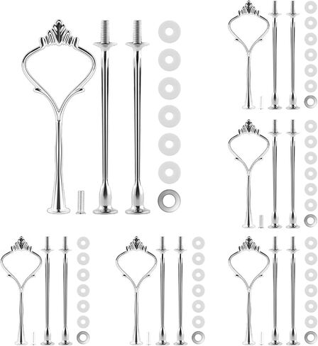 3 طبقة من الكعكة أدوات الأجهزة الدرج متطوّع ، 6 مجموعات أجهزة تجهيزات Cake Stand لقوالب حامل الكيك ، التاج الفضي ، إكسسوارات الديكور لعائلة الزفاف in Saudi Arabia