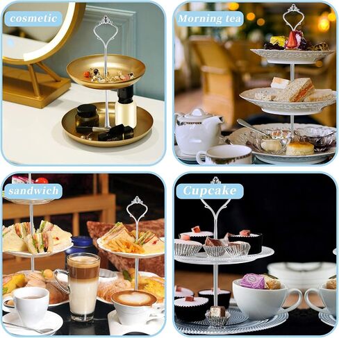 3 طبقة من الكعكة أدوات الأجهزة الدرج متطوّع ، 6 مجموعات أجهزة تجهيزات Cake Stand لقوالب حامل الكيك ، التاج الفضي ، إكسسوارات الديكور لعائلة الزفاف in Saudi Arabia