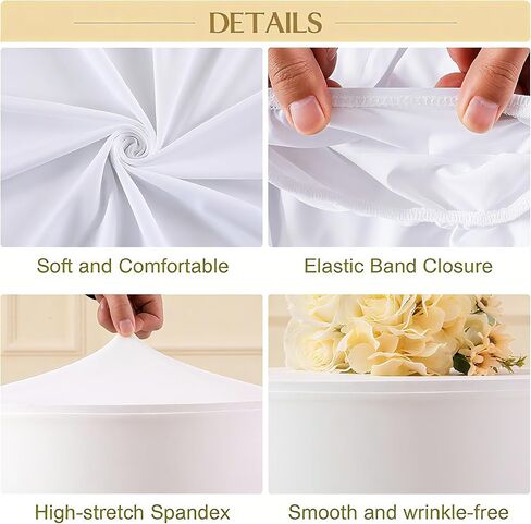 3PCS Large White Cylinder Pedestal Stand Covers, Spandex Fitted Cylinder Stand Covers, Elastic Cloth Plinth Pillar Cover for Party, Wedding, Birthday Event and Display Decor (Without Cylinder Stands) in Saudi Arabia
