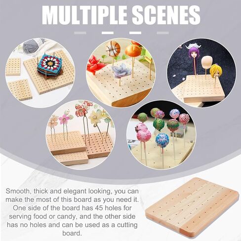 PH PandaHall Wooden Skewer Display Holder 45 Holes Food Fruit Kabobs Skewers Stand Board Catering Supplies Clay Figurines Display Trays for Appetizers Cocktail Parties Picnic, 7x10.8x0.7inch,Moccasin in Saudi Arabia