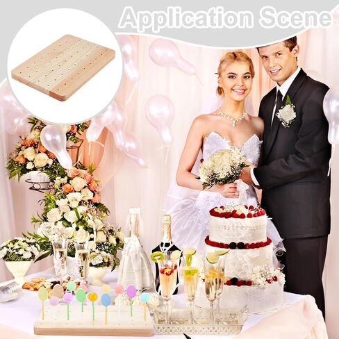 PH PandaHall Wooden Skewer Display Holder 45 Holes Food Fruit Kabobs Skewers Stand Board Catering Supplies Clay Figurines Display Trays for Appetizers Cocktail Parties Picnic, 7x10.8x0.7inch,Moccasin in Saudi Arabia