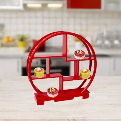 حلوى خشبية عرض الرف الشكل تخزين الرف منظم مخزن مخزن الصينية الصينية معروضة صينية سطح مكتب مطعم ، بني in Kuwait