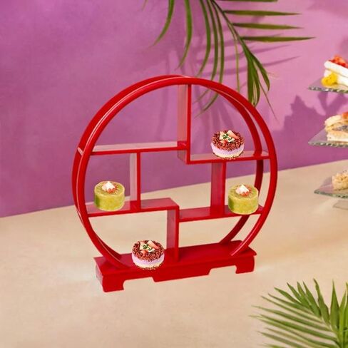 حلوى خشبية عرض الرف الشكل تخزين الرف منظم مخزن مخزن الصينية الصينية معروضة صينية سطح مكتب مطعم ، بني in Kuwait