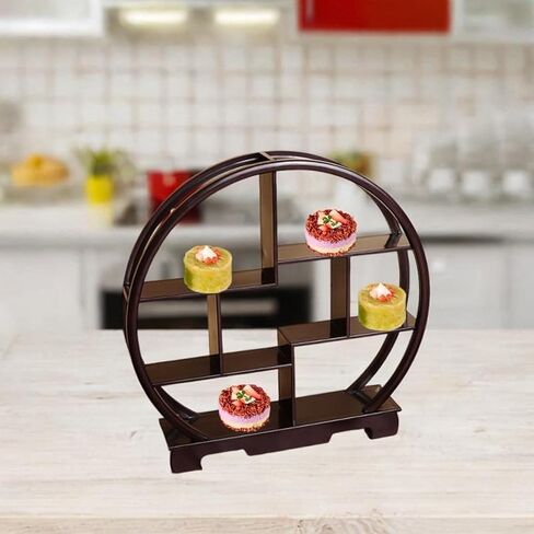 Wooden Dessert Display Shelf Figure Storage Rack Pantry Organizer Chinese Style Chinese Display Stand for Restaurant Desktop , brown in Saudi Arabia