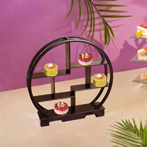 Wooden Dessert Display Shelf Figure Storage Rack Pantry Organizer Chinese Style Chinese Display Stand for Restaurant Desktop , brown in Saudi Arabia
