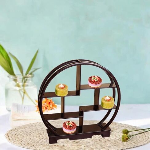 Wooden Dessert Display Shelf Figure Storage Rack Pantry Organizer Chinese Style Chinese Display Stand for Restaurant Desktop , brown in Saudi Arabia