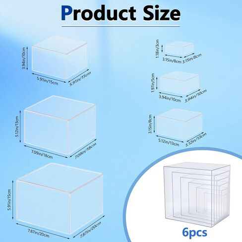 Ejoyous Cube Display Risers for Dessert Statues Collectibles Jewelry, 6PCS Different Sizes Display Boxes 5 Sided Nesting Cake Food Stand, Buffet Risers for Party Wedding Event (White) in Saudi Arabia