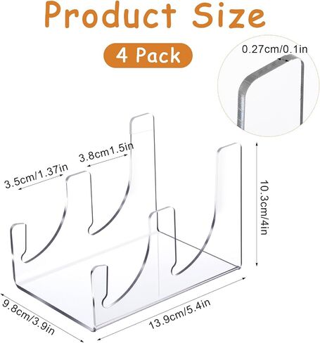 4 Pcs Plate Dinnerware Display Stand, 2-Tier China Platters Holder, Acrylic Plate Stands for Display Clear Kitchen Cabinet Organizer in Saudi Arabia