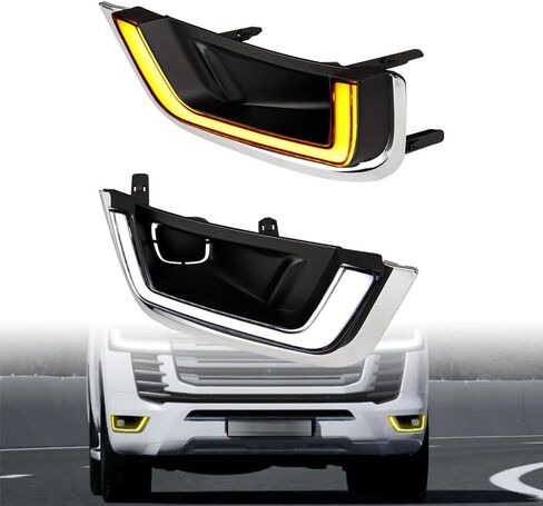 amopacorp for 2024 2025 Toyota Tacoma SR SR5 TRD Sport Limited Trailhunter Car Exterior Accessories Fog Lamp Kits Sequential White LED DRL Daytime Running Lights with Amber Turn Signal 2PCS in Kuwait