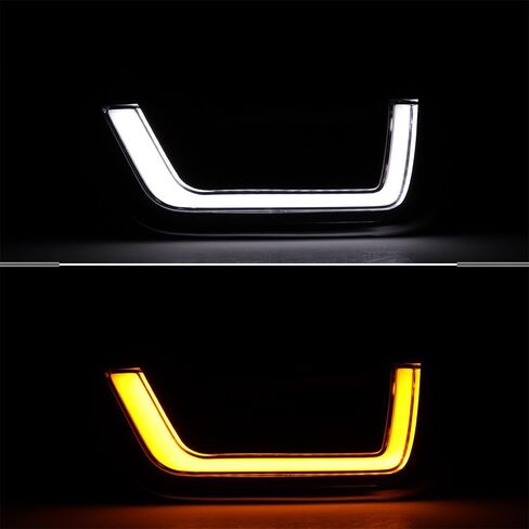 amopacorp for 2024 2025 Toyota Tacoma SR SR5 TRD Sport Limited Trailhunter Car Exterior Accessories Fog Lamp Kits Sequential White LED DRL Daytime Running Lights with Amber Turn Signal 2PCS in Kuwait