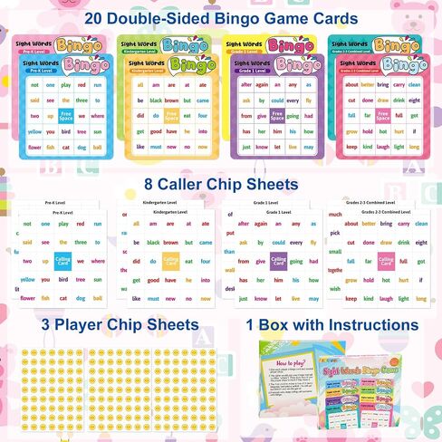 WANGING LAND SIVE WORD Bingo Game Kids Adults Dolch's & Fry's Words Lists Bingo Lists for pred K to 3rd Games Educational Games stiving stivities supplies supplies in Saudi Arabia