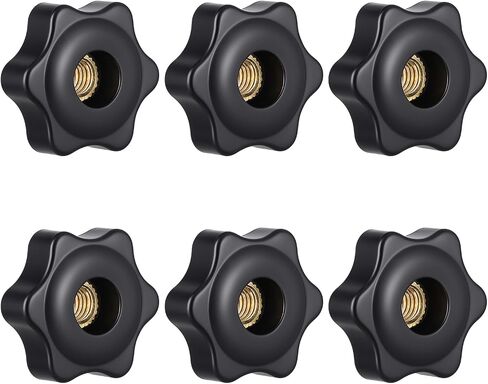 Bewudy 6pcs Star Knobs, Threaded Hexagon Head Knob M6 Clamping Nuts Knobs Black Screw-On Type Threaded Knob Nuts in Saudi Arabia