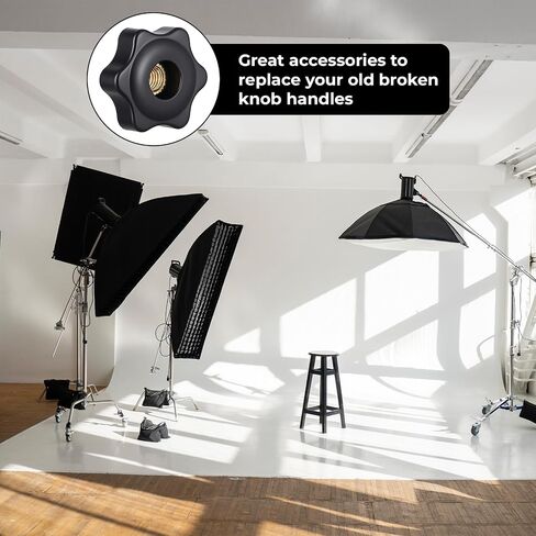 Bewudy 6pcs Star Knobs, Threaded Hexagon Head Knob M6 Clamping Nuts Knobs Black Screw-On Type Threaded Knob Nuts in Saudi Arabia