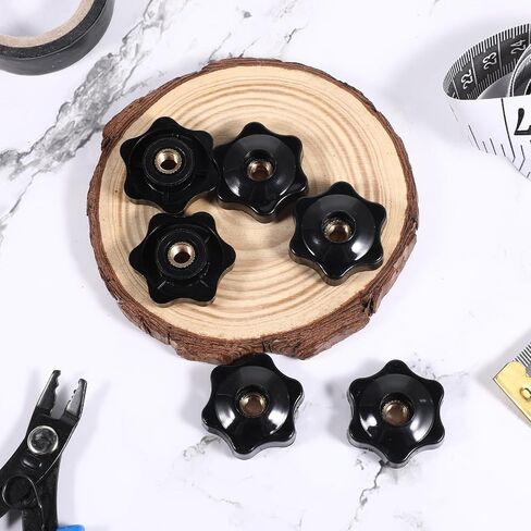 Bewudy 6pcs Star Knobs, Threaded Hexagon Head Knob M6 Clamping Nuts Knobs Black Screw-On Type Threaded Knob Nuts in Saudi Arabia