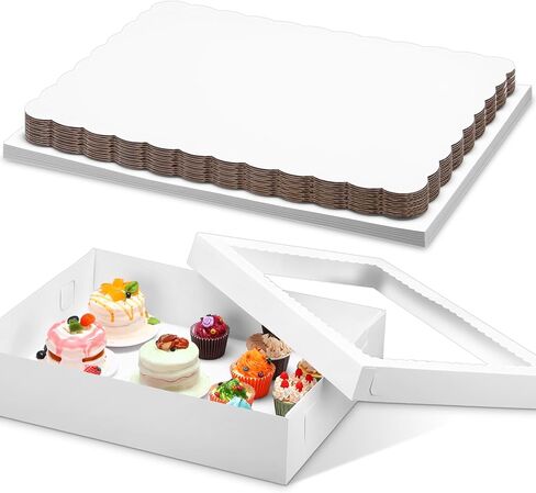 10 PCS 19x14x44 بوصة صناديق كعكة نصف ورقة 5 مساءً مربعات مخبز مستطيل كبير مع لوحات كعكة 5pcs لخبز المعجنات ، الكعك ، الكعك ، ملفات تعريف الارتباط ، فطيرة تعبئة التعبئة والتغليف in Saudi Arabia