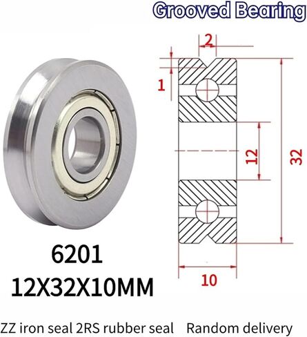 10pcs تقويم عجلة مختلطة على خط مع الأخدود تحمل v 6201 12x32x10mm بكرة U نوع الأخدود (V6201-3-1) in Saudi Arabia