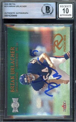 Brian Urlacher Gem Mint 10 Beckett BAS Signed 2000 Fleer Metal Rookie Autograph - Football Slabbed Autographed Rookie Cards in Saudi Arabia