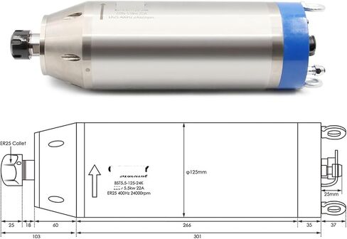 5.5kW ER25 CNC Spindle Motor Water-Cooled 380V/220V AC 4 Bearings high Speed(Bullet type-220v) in Saudi Arabia