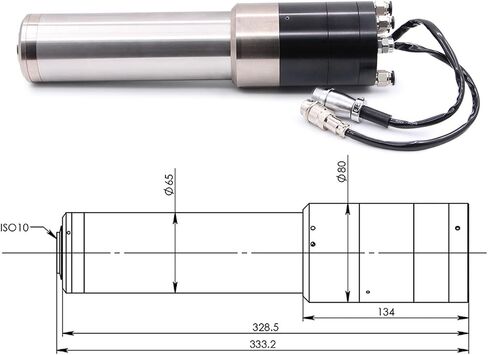1.2kw ISO10 Water-Cooled Automatic Spindle Motor 110v/220v/380v 30000rpm 1000Hz 4-Pole IS010(380v,Metal Plug) in Saudi Arabia