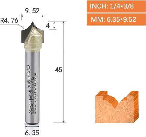 Point Cutting Round Over Bit Carbide Carving Tool Woodworking Tip Arc Edge Milling Cutter MDF Engraving Router Bit(6.35x9.52) in Saudi Arabia