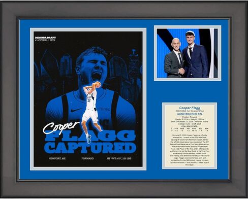 Framed Cooper Flagg 2025 NBA Draft 1st Pick Dallas Mavericks كرة السلة 11 "x14" in Kuwait