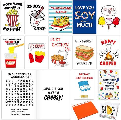 10 PCS Parents Camp Camp بطاقات مع بطاقات نكتة من الخدش للأطفال مضحك Summer Sleepaway Camp Party لصالح Orange Orvice for Summer Stationery Holiday Explorness Explorness in Kuwait