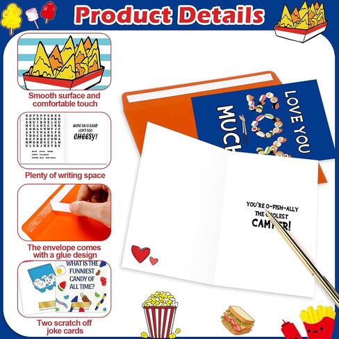 10 PCS Parents Camp Camp بطاقات مع بطاقات نكتة من الخدش للأطفال مضحك Summer Sleepaway Camp Party لصالح Orange Orvice for Summer Stationery Holiday Explorness Explorness in Kuwait