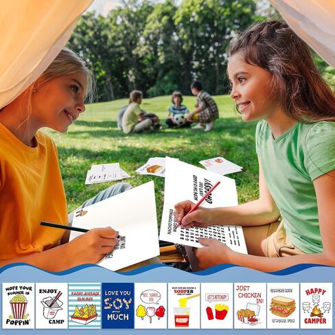 10 PCS Parents Camp Camp بطاقات مع بطاقات نكتة من الخدش للأطفال مضحك Summer Sleepaway Camp Party لصالح Orange Orvice for Summer Stationery Holiday Explorness Explorness in Kuwait