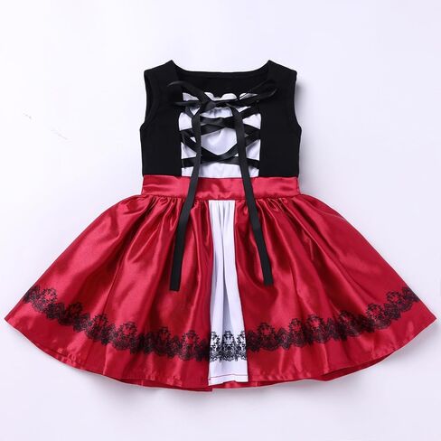 Kids Girls Deluxe Halloween Costume Dress with Red Hood Cape Cloak Traditional Fairy Tale Princess Cosplay Outfits in Saudi Arabia