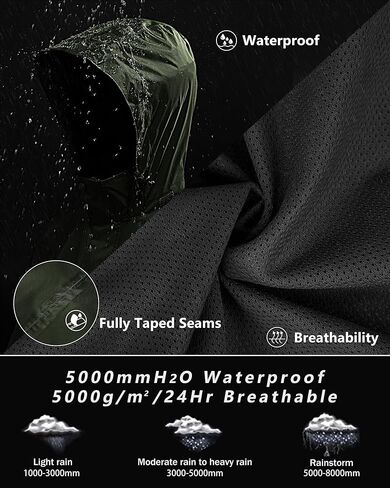 بدلة مطر رجالي بطول 33000 قدم مع غطاء مخبأ ومعدات مطر مقاومة للماء (سترات وسراويل) in Kuwait