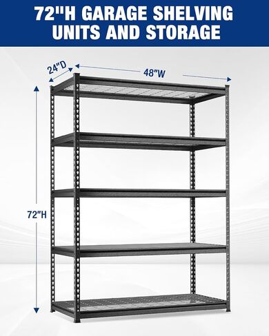 WORKPRO 5-Layer Heavy Duty Metal Storage Rack, 48"W x 24"D x 72"H, Adjustable Shelving Unit with 4000 lbs Total Load Capacity, for Garage, Kitchen, Bathroom, Warehouse in Saudi Arabia