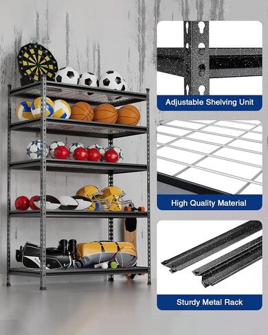 WORKPRO 5-Layer Heavy Duty Metal Storage Rack, 48"W x 24"D x 72"H, Adjustable Shelving Unit with 4000 lbs Total Load Capacity, for Garage, Kitchen, Bathroom, Warehouse in Saudi Arabia